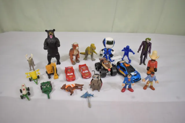 Mixed Toy Lot: Ertl, Lightning McQueen, Joker, Fisher Price, MORE
