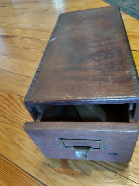 Antique Early Vintage Oak Card Catalog Single File Cabinet dovetail
