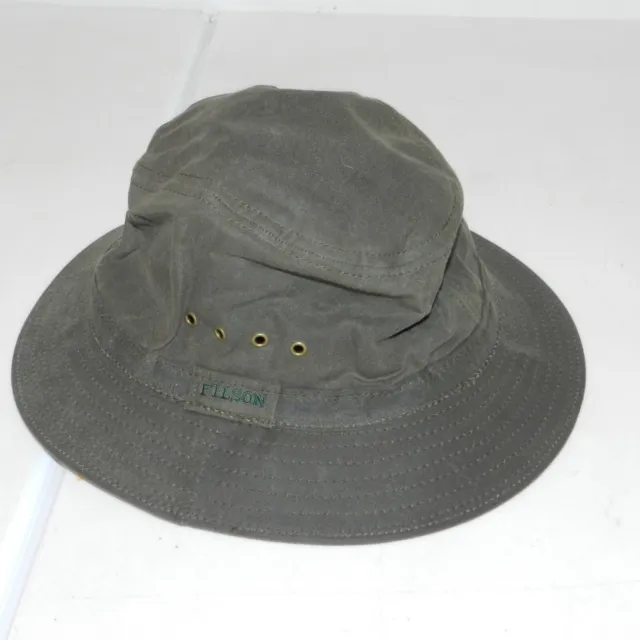 VINTAGE CC FILSON Tin Cloth Bush Hat Packer Cotton Canvas Size M/L Made ...