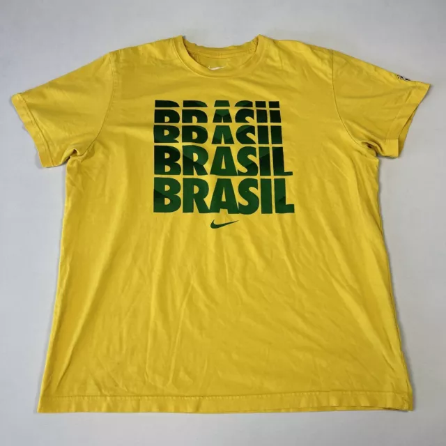 Nike Brazil Brasil CBF Men's T-Shirt Short Sleeve Soccer Futbol Yellow Sz XL -G1