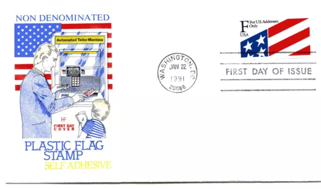 2522 'F' American Flag Plastic Stamp Farnam, HF,  FDC