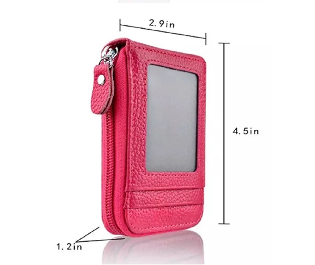 Men's Wallet Genuine Leather Credit Card Holder RFID Blocking Zipper Thin Pocket 9