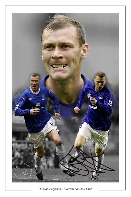 Photo Encadrée Signée Duncan Ferguson - Everton, Vainqueur De La FA Cup 1995 - Autographe Certifié