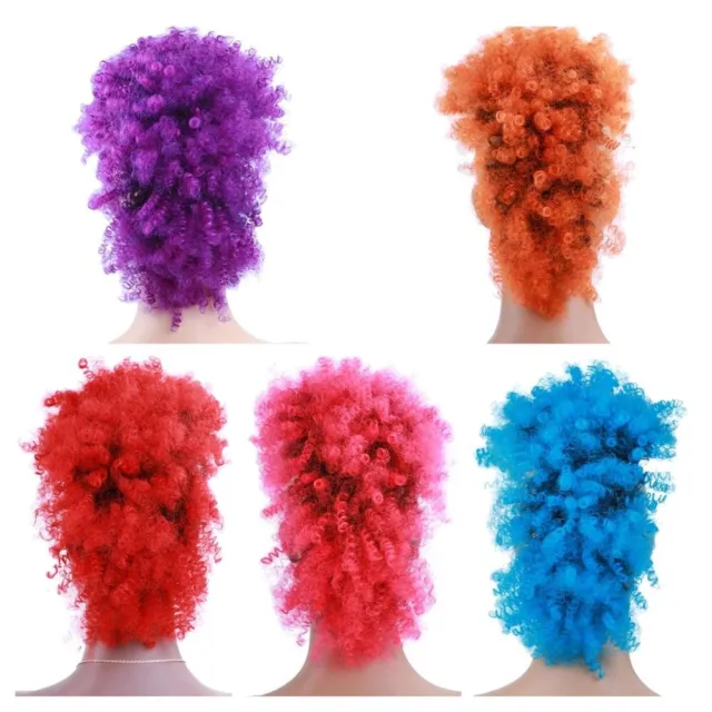 Afro Mohawk Puff Kinky Curl Wigs Women's Colorful Synthetic Clip In Hairpiece