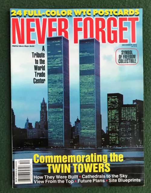 Never Forget Dec 2002 Twin Towers 9/11 Commemoration w/ WTC Postcards Sept 11