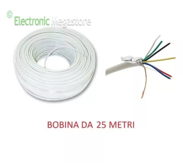 Cavo Per Allarme Antifurto Schermato 2X0.22 Grado 2 300/500V Bobina 25 Metri