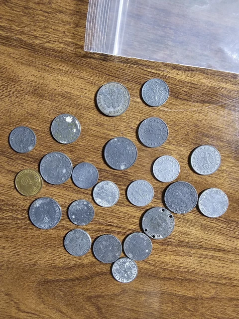 Lot of 22 Nazi Germany Coins Reichspfennig 1940s