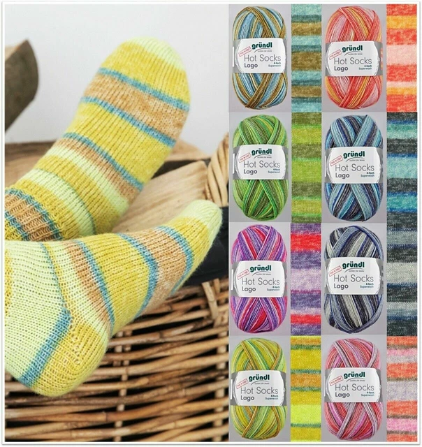 100g Gründl Hot Socks Lago 4-fach Sockenwolle Garn stricken häkeln GP 64,90€/1kg