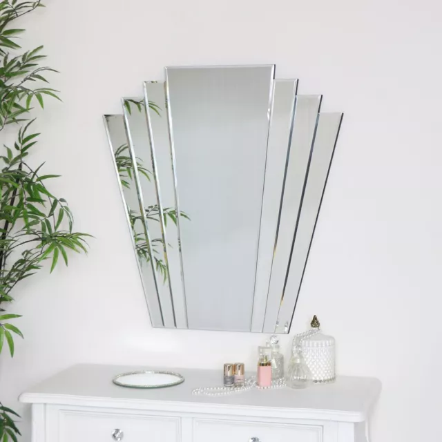 Large Art Deco Fan Frameless Wall Mirror vintage home decor gatsby