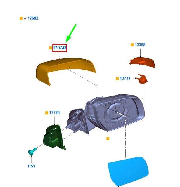 NEW FORD RANGER T6 Mk3 Front Left Door Mirror Housing Cover 1717996