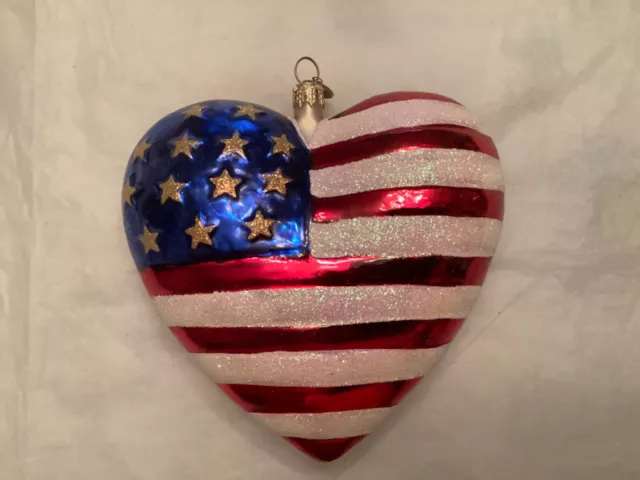 Christopher Radko Brave Heart Red Cross USA Flag 9/11 Ornament