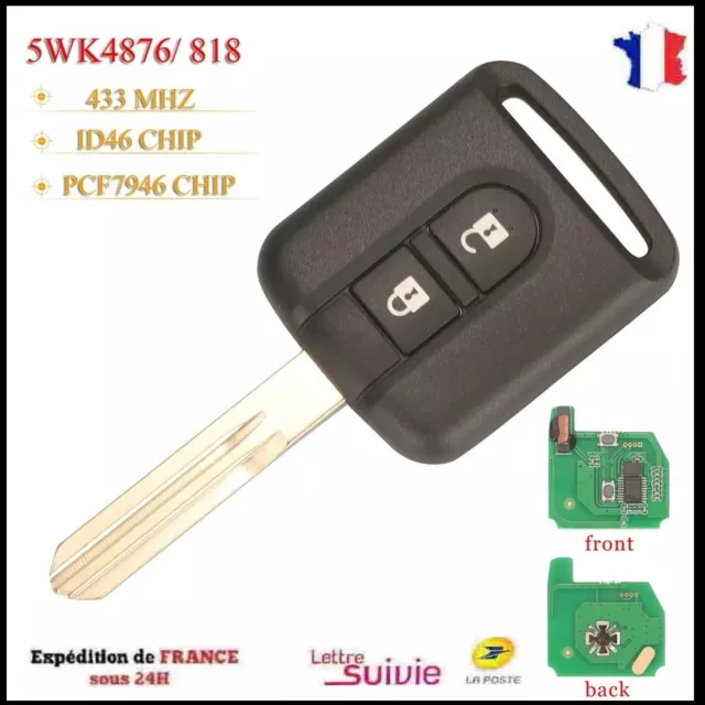 clé électronique Peugeot 206 206 SW 206CC 206+ ID46 433 mhz Lame ne72