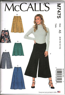 Faldas, pantalones cortos y calzoncillos McCall's M7475 Misses talla 6 - 14 - patrón de costura nuevos