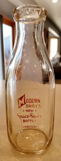 Vintage Quart Milk Bottle Modern Dairy Sheboygan Wisconsin