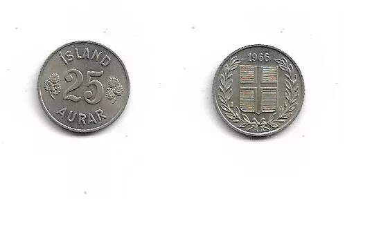 M29 . Islande . 25 Aurar . 1966 .