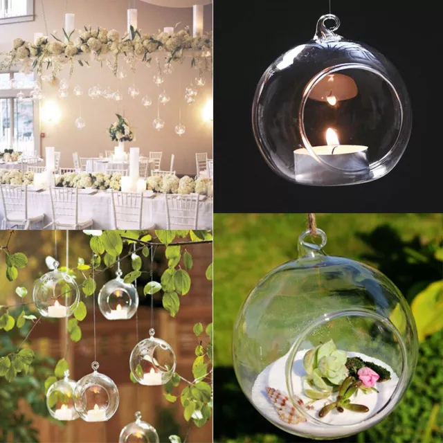 36pcs Clear Glass Open Mouth Tea Light Candle Holder Ball Hanging Bauble Wedding