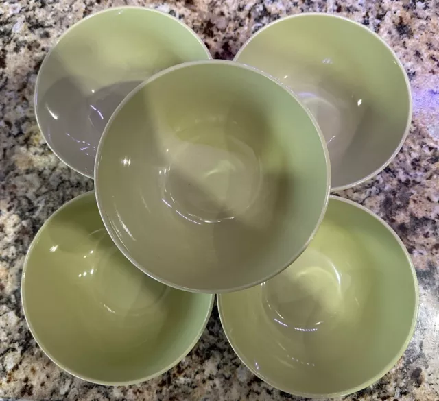 Set 5 IKEA Fargrik Green Coupe Soup Cereal Bowls 12011 - 6 3/8" ~ NEAR MINT