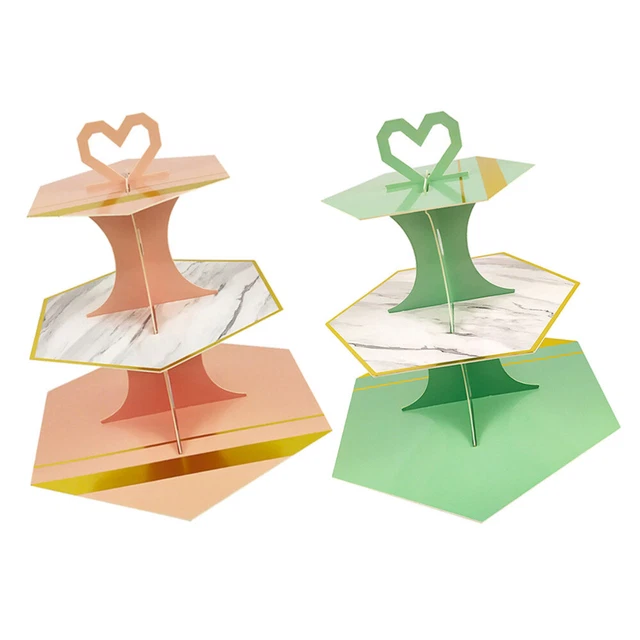2 piezas Soporte para cupcakes Soporte para pasteles De Papel Con Tres Niveles