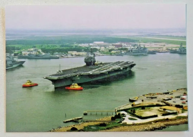 USS John F. Kennedy CV-67 Aircraft Carrier Mayport Florida Chrome Postcard 8623