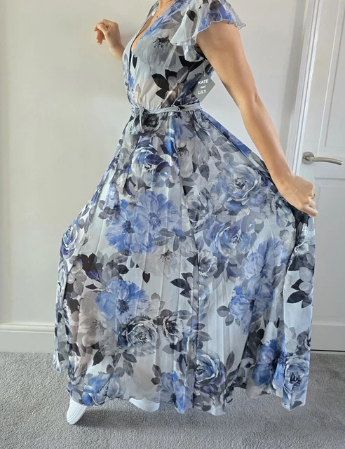 KATE & LILY Blue Floral Maxi Dress - Size UK 10 18.00 - PicClick UK KATE & LILY Blue Floral Maxi Dress - Size UK 10 18.00 - PicClick UK