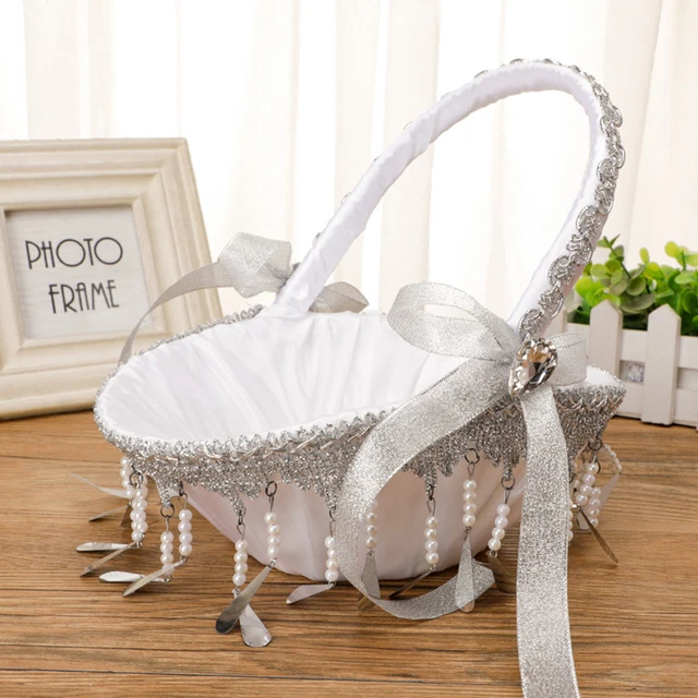Cesto di fiori matrimonio, riutilizzabile, portatile, fiocco vintage,