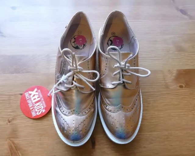 NEW XTI Kids Girls UK 3 EU 36 Rose Gold Shimmer Shoes Trainers