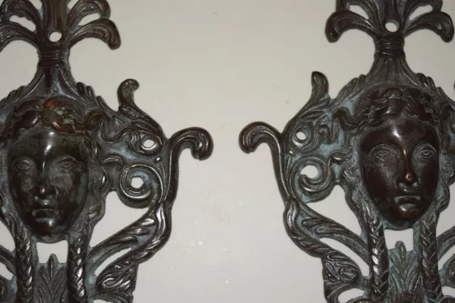 Set of 2 Brass Angel Hook Braided Girl Face Wall Hanger With Floral Design HK468 5