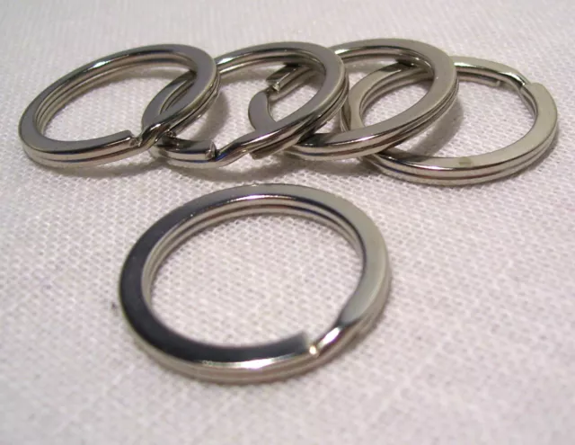LOT (2-50 PCS) GREY ROUND KEYCHAIN RINGS **25mm / 2mm **Silver