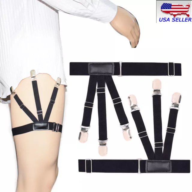 1 Pair Male Shirt Garters Stays Business Suspenders Braces Men's Garter Belt