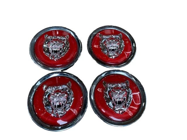 4X GENUINE JAGUAR XF XJ XK8 XK RED ALLOY WHEEL CENTRE CAP Size