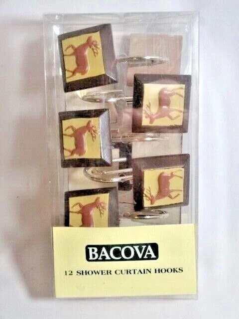 Bacova Guild November Apples Whitetail Deer Shower Curtain Hooks Rustic Bath NIP