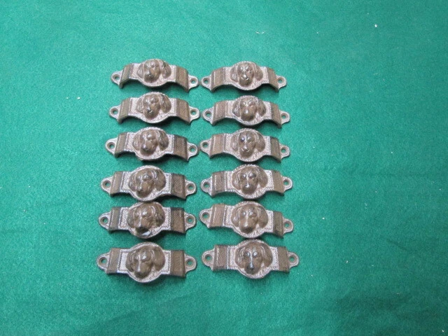 12 Cast Iron Antique Victorian Style DOG Drawer Pull, Barn Handle, Door Handles