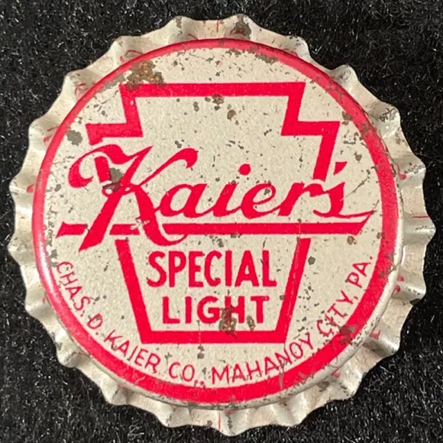 Kaier's Special Cork Cone Top Beer Can Bottle Cap ~ Mahanoy City Pennsylvania Pa