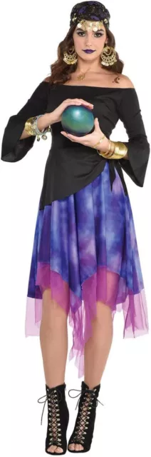 Womens Gypsy Girl Fortune Teller Costume Ladies Mystic Fancy Dress