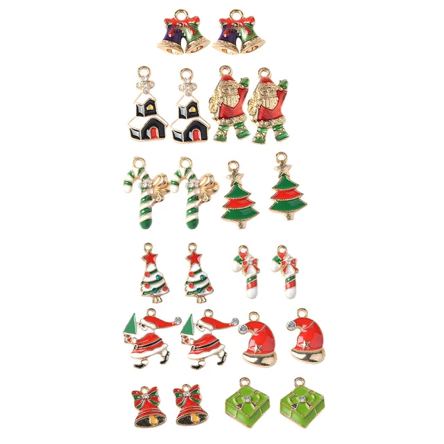 22 Stück Mixed Emaille Strass Weihnachtscharme Set Mixed Anhänger Perlen zum