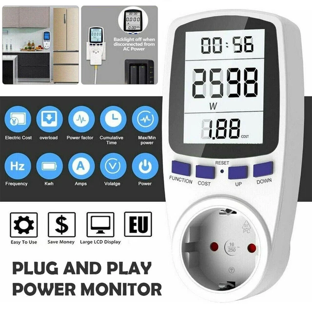 EU WALL SOCKET Energy Monitor Power Electricity Wattmeter Consumption