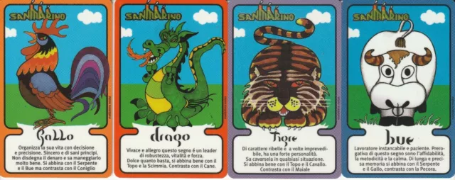"San Marino Phone Cards - Chinese Horoscope ""Gallo, Dragon, Tiger, Ox"