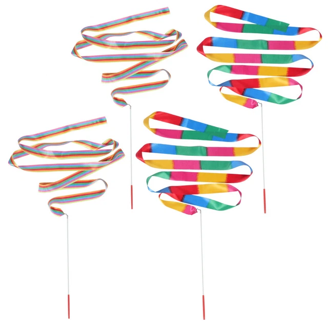 4 Pcs Silk Cloth Gymnastics Ribbon Child Ribbons Rainbow Grosgrain