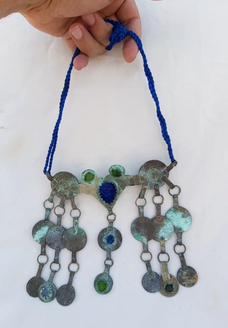 Ancient Moroccan African Berber Tribal Ethnic Old Amulet Necklace Piece Coins