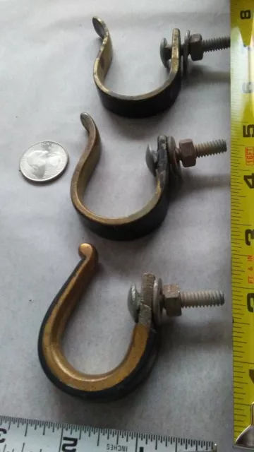 ((3)) VINTAGE DECORATIVE WALL HANGING HOOKS COAT HANGER METAL Brass(( Nice!)) #2