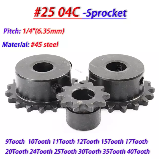 #25 Roller Chain With Step Drive Sprocket 9T-40T Pitch 1/4" 6.35mm For #25 Chain