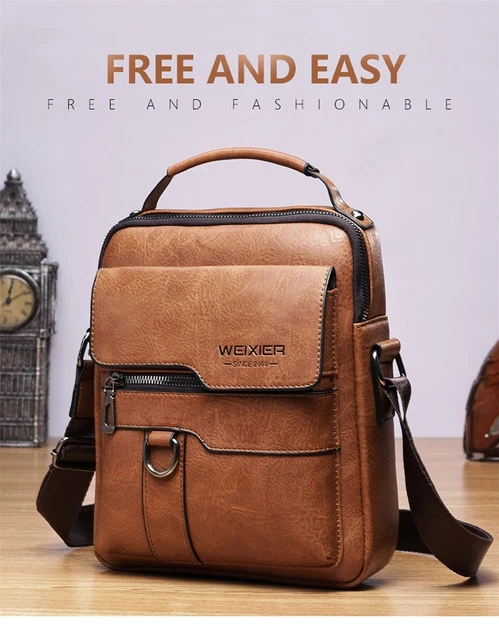 Mens Genuine Leather Messenger Bag Crossbody Vintage Shoulder Bag Waterproof New
