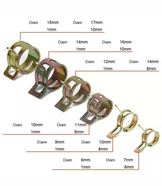 Sourcing Map Lot De 10 Colliers De Serrage à Ressort De 11 Mm Pour