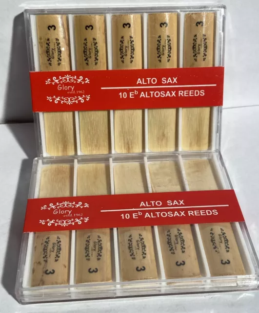 Glory Reeds AltoSax Reeds Size #3, Two Boxes 10-Eb, Sealed