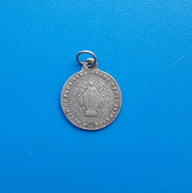 6487# JOLIE MÉDAILLE religieuse VIERGE MARIE: Argent/ Médaille