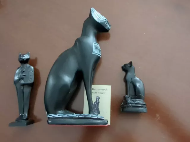 3 X Ägyptischen Katze Figur, Statue Dekoration ,Göttin Bastet