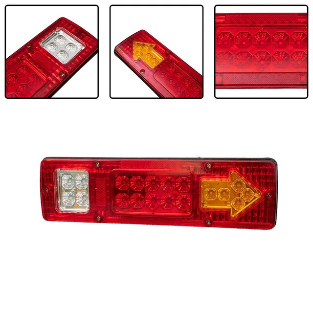 Lot De 2 Feux Arrière LED Triangulaires 12V/24V E20 - 6 Fonctions - Pour Camion, Remorque, Camping-car - IP66/68