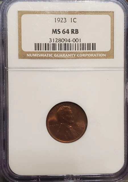 1923 P  Lincoln Head Cent  NGC  MS 64 RB   Beautiful Red Brown 20's Wheatie