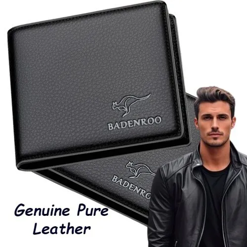 Genuine Pure Stylish Cow Leather Bifold Multiple Credit Card Mens Pocket Wallet