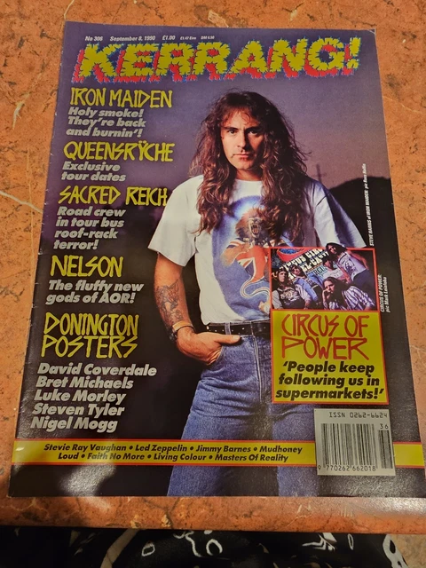 Kerrang KERRANG MAGAZINE. NO. 306 1990 Steve Harris cover iron maiden ...